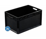 Bekuplast Lightline Euro láda, 600x400x320 mm alja és oldala zárt, Fekete