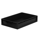 Bekuplast Lightline Euro láda, Euro láda, 600x400x120 mm, alja és oldala zárt, zárt markolat, Fekete