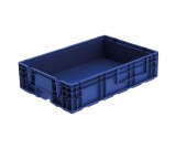 Bekuplast R-KLT 6415 Megerősített műanyag láda, 600 × 400 × 150 mm, alja zárt és megerősített, oldala zárt, zárt markolat, kék (RAL 5003)