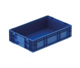 Bekuplast RL-KLT 6147 Megerősített, könnyített műanyag láda, 600 × 400 × 150 mm, alja zárt, oldala zárt, zárt markolat, kék (RAL 5005)