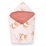 Bélelt babatakaró, pólya autós hordozóba New Baby Love Teddy Bear pink