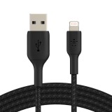 Belkin BOOST CHARGE Lightning - USB-A harisnyázott kábel 1m fekete (CAA002bt1MBK) (CAA002bt1MBK) - Adatkábel