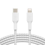 Belkin BOOST CHARGE USB-C - Lightning harisnyázott kábel 1m fehér (CAA004bt1MWH) (CAA004bt1MWH)