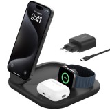 Belkin BoostCharge 3-in-1 Magnetic Foldable Charger fekete (black) mágneses vezeték nélküli összecsukható töltő