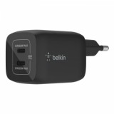 Belkin BoostCharge Pro 2xUSB-C GaN hálózati töltő 65W fekete (WCH013vfBK)