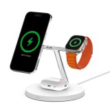 Belkin boostcharge pro 3-in-1 wireless charging stand with magsafe white wiz017vfwh