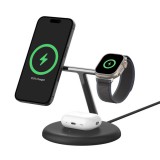 Belkin BoostCharge Pro Wireless magnetic 3-in-1 charging station with Qi2 (15 W) Black WIZ023VFBK