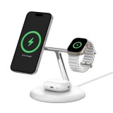 Belkin BoostCharge Pro Wireless magnetic 3-in-1 charging station with Qi2 (15 W) White WIZ023VFWH