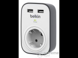 Belkin BSV103vf 1db aljzatos túlfeszültségvédő 2db USB aljzattal, fehér/szürke