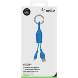 Belkin MIXIT Lightning-USB Clip adat/töltőkábel-kulcstartó kék  (F8J173bt06INBLU) (F8J173bt06INBLU) - Adatkábel