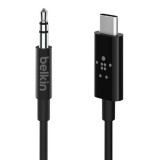 Belkin RockStar™ 3.5mm Audio Cable with USB-C™ Connector audio kábel USB C Fekete