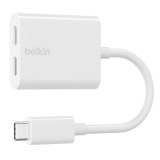 Belkin RockStar USB-C apa - 2xUSB-C anya Adapter - Fehér (F7U081BTWH)