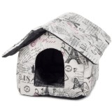Beltéri használatra alkalmas közepes méretű "Párizs" kutya és macska házikó
