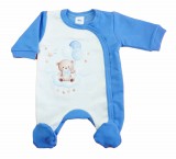 Belül bolyhos elöl patentos hosszú ujjú baba rugdalózó macis mintával