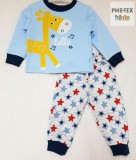 Bembi 2 részes fiú pizsama szett, kék, zsiráf mintával (PG40)