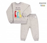 Bembi 2 részes fiú szett ,szürke ,zsiráf mintával-felirattal (KS675)