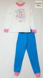 Bembi 2 részes lány pizsama szett, türkizkék-fehér-rózsaszín, maci mintával (PG39)