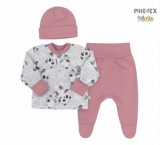 Bembi 3 részes újszülött kislány szett rózsaszín,pandás mintával (KP274)