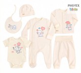 Bembi Díszdobozos újszülött 6 részes szett,bézs,elefántos mintával (KP228)