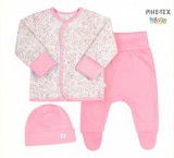 Bembi Díszdobozos újszülött kislány 3 részes szett rózsaszín,felhős mintával(KP209)