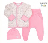 Bembi Díszdobozos újszülött kislány 3 részes szett rózsaszín,felhős mintával(KP209)