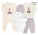 Bembi Díszdobozos újszülött kislány 5 részes szett sárga,fehér,mintával-felirattal (KP250)