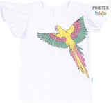 Bembi fehér, nyári kislány póló, papagáj mintával (FB720)