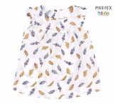 Bembi fehér, színes toll mintás, nyári kislány blúz (RB117)