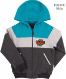 Bembi fiú pulóver, türkiz-szürke-fekete, hímzett mintával (KF185)