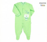 Bembi kisfiú zöld rugdalózó,macis mintával-felirattal (KB77)