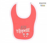 Bembi kislány előke,korall színű,mintával-felirattal (SL10)