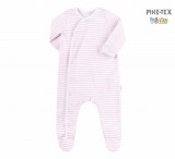 Bembi kislány fehér-rózsaszín rugdalózó,kicsi szívecskés mintákkal (KB178)