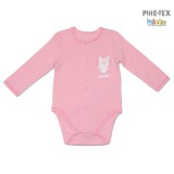 Bembi, kislány hosszú ujjú rózsaszín body,cicás mintával,listen to music felirattal (BD59a)