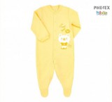 Bembi kislány rugdalózó,sárga,macis minta-felirattal (KB77)