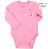Bembi rózsaszín, hosszú ujjú body, my sweet little angel felirattal (BD59a)