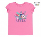 Bembi sötétrózsaszín, nyári kislány póló, aloha felirattal (FB718)