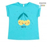 Bembi türkiz, nyári kislány póló, nyomott mintával (FB700)