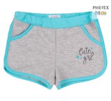 Bembi türkiz-szürke, kislány nyári rövidnadrág (SHR599)