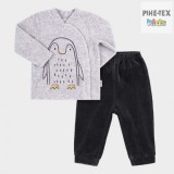 Bembi újszülött 2 részes szett szürke-fekete,pingvines mintával (KS661)