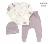 Bembi újszülött 3 részes szett halvány lila,macis mintával (KP209)