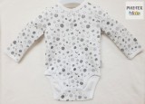 Bembi újszülött fehér unisex body,szürke bolygó mintával (BD59a)