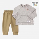 Bembi újszülött kisfiú 2 részes szett szürke-khaki (KS672)
