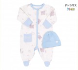 Bembi újszülött kisfiú 2 részes szett világos kék,macis mintával(KP207)