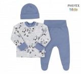 Bembi újszülött kisfiú 3 részes szett kék,pandás mintával (KP274)