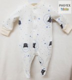 Bembi újszülött kisfiú fehér-kék rugdalózó,macis mintával (KB122)