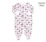 Bembi újszülött kislány fehér rugdalózó,sünis mintával (KB122)