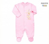 Bembi újszülött kislány rugdalózó rózsaszín,madaras mintával-felirattal (KB4)