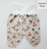 Bembi újszülött unisex barna-fehér rugdalózó nadrág,erdő lakók mintával (PZ13)