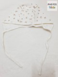Bembi újszülött unisex fehér sapka,barna mintával (SHP2)