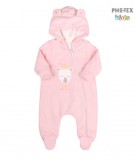 Bembi világos rózsaszín kislány rugdalózó,kapucnival,macis mintával (KB174)